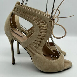 Sergio Rossi Beige/nude colored strappy heels with Ladder Detail sz 37